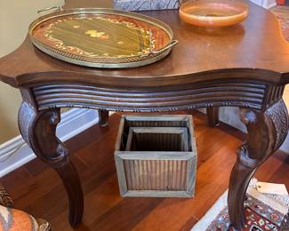Inlaid tray on side table