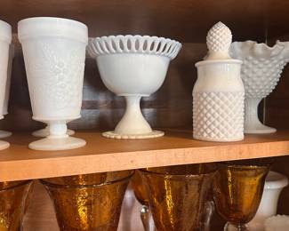 Collection of milk glass