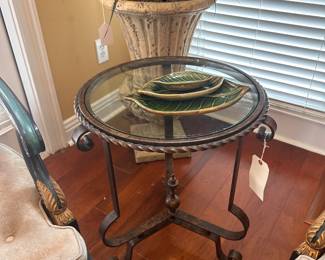 Glass and metal table