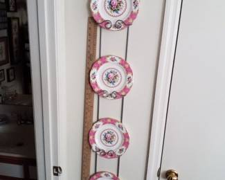 Metal plate holder & 4 Damask Rose (Royal Doulton) fine china salad plates.  Can sell separately! 