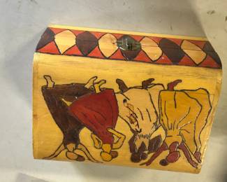 Wood carved African box