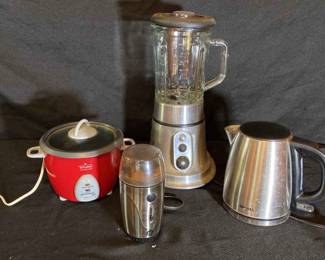 Rival Rice Cooker, GE Grinder, Aroma Electric Tea Kettle, GE Blender