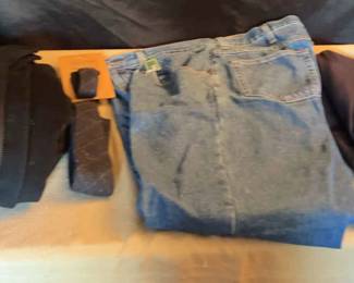 Mens LL Bean Flannel Lined Jeans, J.Ferrar Wool Coat, JOS A BANK SPORT JACKET size unknown, And Mo