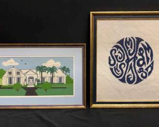 Two Handmade Needlepoint Pictures