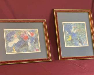 Vintage Le Pardis Lithograph And Noahs Ark Print By Marc Chagall