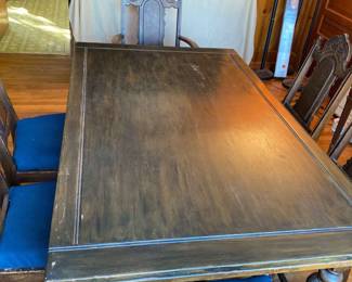  06 Vintage Wood Table And Six Chairs