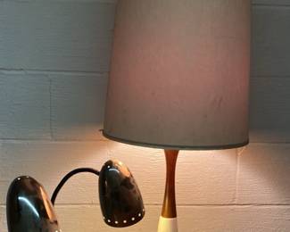 MCM Table Lamp Art Deco Style Double Goose Neck Metal Lamp