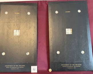 Two Uncut One Dollar Bill Sheets With 1944 Penny And Non US Coin