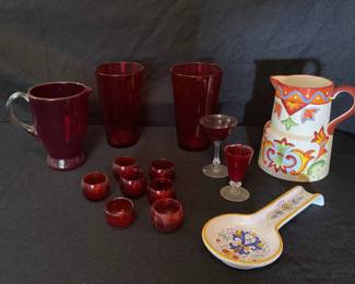 Vintage Red Glassware And More