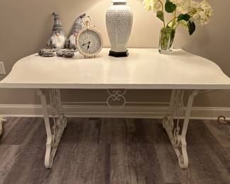 Table with metal base and removable metal top