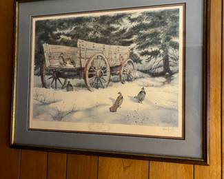 HERB BOOTH “A WINTER HAVEN’ WITH GROUSE REMARQUE LITHOGRAPH