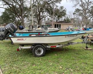 BOSTON WHALER 13 FOOT W/TOHATSU 2004 OUTBOARD MOTOR WITH TRAILER