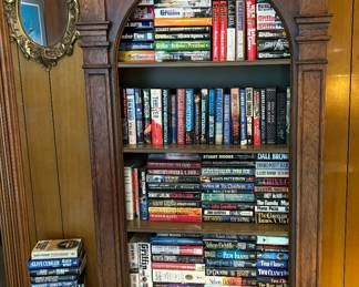 SOLID WOOD BOOKCASE BY DREXEL & GREAT COLLECTION OF HARDBACK BOOKS