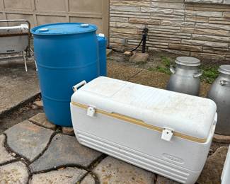 55 GALLON DRUM, IGLOO COOLER