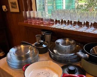 KITCHENWARES, LIBBEY PINK/PEACH OCTAGON TEA GLASSES