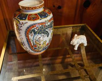 AACHEN CHINESE PORCELAIN VASE WITH STAMP-CHINA 1940-1949, VINTAGE WHITE PORCELAIN ELEPHANT STAMPED 32 WITH TRUNK UP FOR GOOD LUCK!