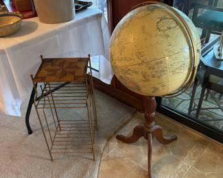 VINTAGE METAL STAND, REPLOGLE 16” DIAMETER GLOBE WORLD CLASSIC SERIES