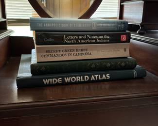 THE ANNAPOLIS BOOK OF SEAMANSHIP, LETTERS & NOTES ON THE NORTH AMERICAN INDIAN, SECRET GREEN BERET COMMANDOS IN CAMBODIA, NATURE ATLAS OF AMERICA, & WIDE WORLD ATLAS