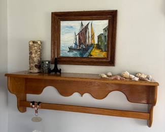 SAILBOAT PAINTING & WOOD SHELF