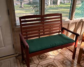 2 SEATER PATIO/PORCH TEAK BENCH WITH CUSHION
