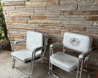 VINTAGE ALUMINUM & VINYL FOLDING MARINE CHAIRS