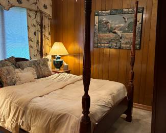 VINTAGE RICE POSTER BED-MISSING TOP FINIALS-QUEEN