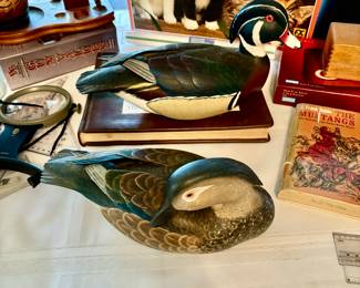 KEN HARRIS WOODEN DUCKS HANDCARVED DECOY, WOODVILLE N.Y. 