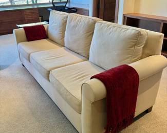 Pottery barn cream leather sofa