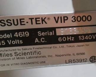 Wiles Scientific Tissue Tek VIP histology tissue processor