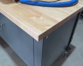 butcher block top on heavy duty work bench