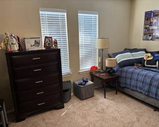 Tall Boy 5 drawer dresser (4'h x 3'w x 17"d):  $120.00