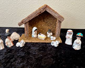Nativity scene. Manger + 12 figurine's:  $30.00
