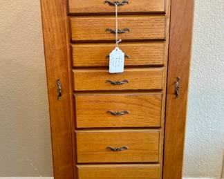 Vtg. Jewelry Armoire w/mirror (40"h x 18"w x 15"d):  $180.00