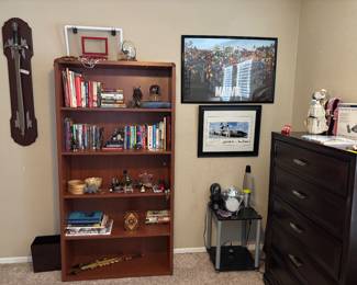 Midieval Fantasy Sword:  $90.00.  Bookcase (4 shelf 70"h x 36"w x 13"d):  $120.00.  Misc. warriors, books priced on the top right hand corner of the 1st pg, Harry Potter memorabilia.