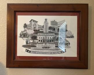 Framed University of Texas print ~ signed R.L. '91:  $90.00