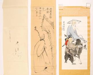 Two Chinese Paintings Hanging Scrolls Ink on Paper