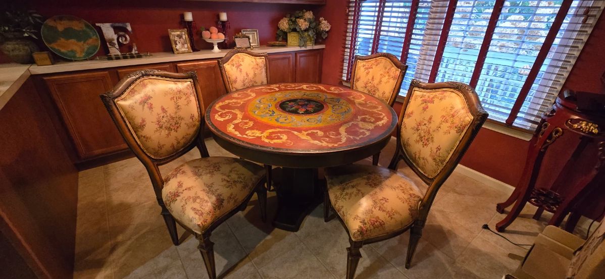 Beautiful Hand Painted Round Kitchen Table