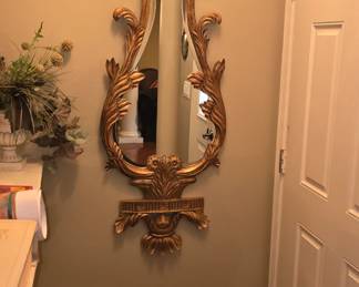 Theodore Alexander Neoclassical Gold Framed Mirror = 65" long