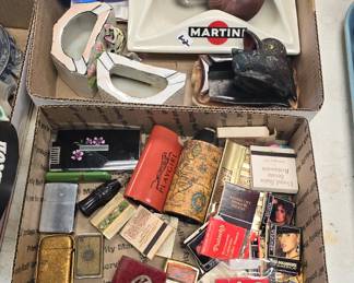 tray lots of ashtrays and lighters tobacco collectibles