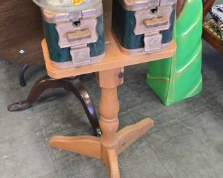 Double gum ball machines on stand