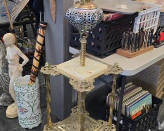 HEAVY brass and marble parlor lamp