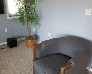Swivel chair - two available; faux botanical