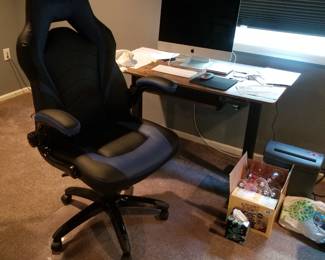 Executive desk chair; workstation; paper shredder