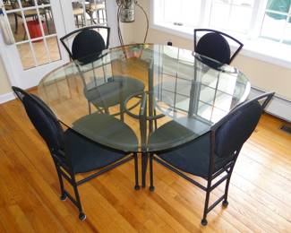 Glass top kitchen table 48" and 4 chairs