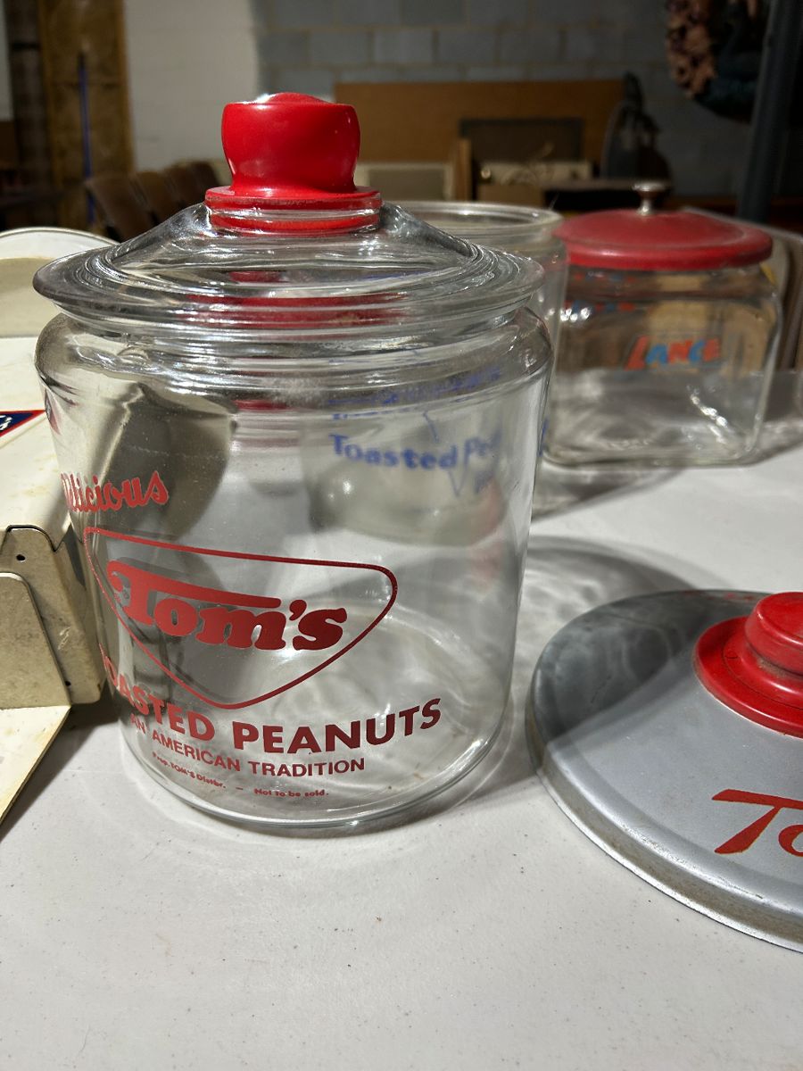 Tom’s and Lance store jars. Many more. He worked for Tom’s for over 40 years. We a lot of Tom’s peanut items