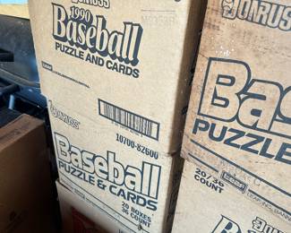 Boxes full of baseball cards never opened. 1989, 1990. Not sure which other years. 