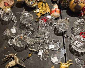 Baccarat and Waterford Christmas ornaments
