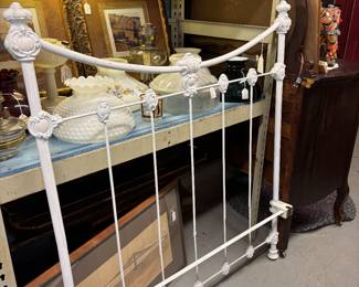 2 Twin Iron Beds with vintage rails with hairpin legs.  Heavy and in great condition.