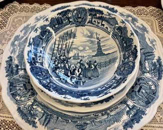 "American Hurrah" Blue and White Place Settings and accessories. J&G Meakin
