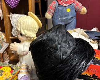 Precious Moment Angel, plush bear, vintage hats